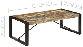 Mesa de centro 120x60x40 cm madeira recuperada maciça