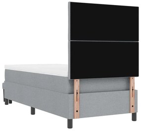 Cama Box Spring com Colchão &amp; Banco Cinza Claro 90x190 cm Tecido