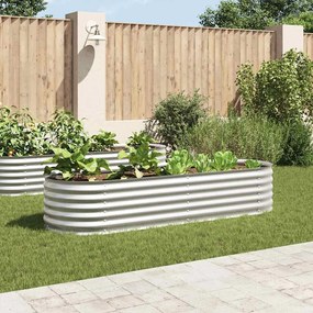 Canteiro elevado de jardim aço galvanizado 240x80x44cm prateado