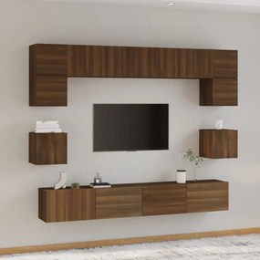 vidaXL Conjunto móveis de TV 8pcs madeira processada carvalho castanho