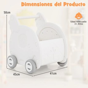 Andarilho bebés de 4 rodas em forma de elefante com rodas e alça para crianças de 3+ anos 45 x 41 x 50 cm Branco