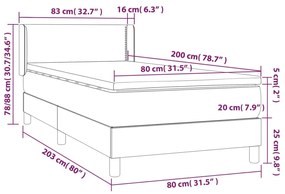 Cama com molas/colchão 80x200 cm veludo cinza-claro