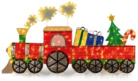 Rena iluminada de 166 cm e Papai Noel em escada com 100 luzes LED XXL