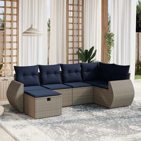 vidaXL 6 pcs conjunto sofás p/ jardim c/ almofadões vime PE cinzento