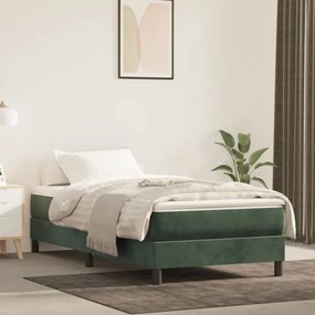 Estrutura de cama com molas 90x200 cm veludo verde-escuro