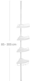 Prateleira de duche com altura regulável 85-305 cm Branco