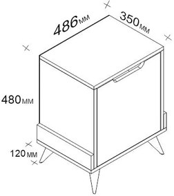 Mesa de Cabeceira Monzana – Branco e Nogueira – 48,6x60x35 cm