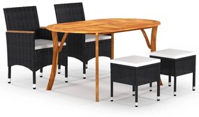 vidaXL 5 pcs conjunto de jantar para jardim preto