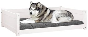 Cama para cães 105,5x75,5x28 cm madeira de pinho maciça branco