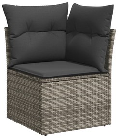 Conjunto de Sofá de Jardim de 9 Peças com Almofadas Cinza Rattan de Po