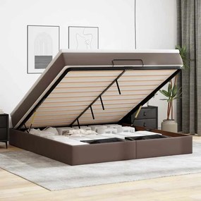 vidaXL Estrutura de cama otomana com colchão 180x200 cm castanha