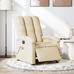 vidaXL Poltrona de massagens reclinável elétrica tecido creme