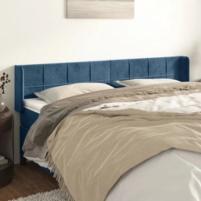 Cabeceira de cama c/ abas tecido 183x16x78/88cm azul-escuro