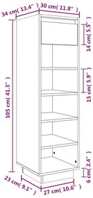 Sapateira 30x34x105 cm pinho maciço branco