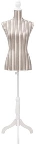 Busto manequim de senhora linho com riscas