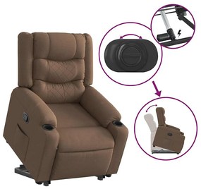 Poltrona reclinável elevatória tecido castanho