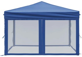 Tenda para festas dobrável com paredes laterais 3x3 m azul