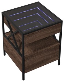 Mesa de cabeceira c/ LED Infinity 40x40x51 cm carvalho castanho