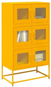 vidaXL Aparador alto 68x39x123 cm aço amarelo mostarda