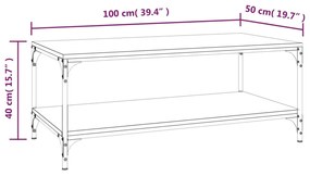 Mesa de centro 100x50x40cm derivados de madeira cinzento sonoma