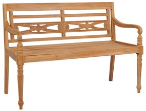 Banco Batávia c/ almofadão xadrez cinzento 120 cm teca maciça