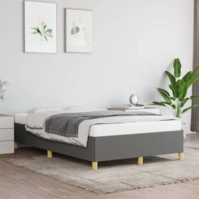 Estrutura de cama sem colchão 120x200 cm tecido cinzento-escuro