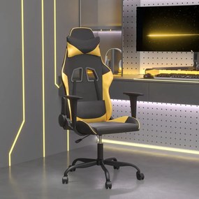 Cadeira gaming massagens couro artificial preto e dourado