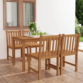 vidaXL 5 pcs conjunto de jantar para jardim madeira de teca maciça