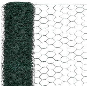 Cerca arame galinheiro 25x1,5 m aço c/ revestimento PVC verde