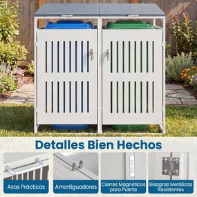Abrigo para 2 Contentores do Lixo (NÃO INCLUIDOS), 132 x 80 x 125,5 cm, Com Fechadura, Branco