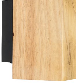 Candeeiro de parede rústico em madeira quadrado 2-luzes - Sandy