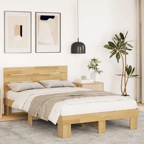 vidaXL Estrutura cama cabeceira sem colchão 120x200 cm maciça carvalho