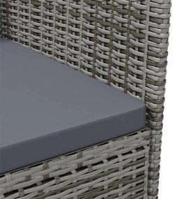 Conjunto jantar p/ exterior com almofadões 3 pcs vime cinzento