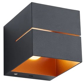 Candeeiro de Parede Preto com Interior Dourado Incl. LED e Dimmer de Toque Recarregável - Joris Groove Moderno