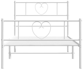 Estrutura de cama com cabeceira e pés 90x190 cm metal branco