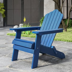 Cadeira Adirondack Jardim HIPS com braços largos e encosto inclinado para relvados exteriores jardim Azul