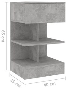 Mesa de cabeceira derivados de madeira cinzento cimento