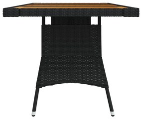 Mesa de jardim 160x70x72 cm vime PE e acácia maciça preto