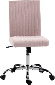 Cadeira de escritório sem braços, cadeira de escritório, altura ajustável e giratória a 360°, 43 x 56 x 89-99 cm, rosa