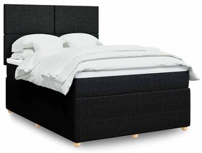 Cama com molas/colchão 140x200 cm tecido preto