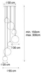 Candeeiro suspenso Art Déco bronze com vidro âmbar redondo 7 luzes - Sandra Art Deco