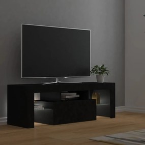Móvel de TV com luzes LED 120x35x40 cm preto