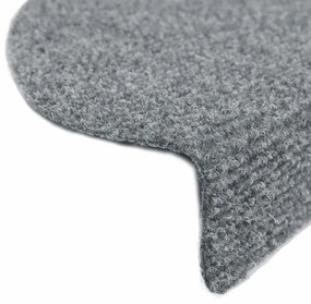Tapetes de escada adesivos 20 pcs 56x17x3 cm cinzento-claro