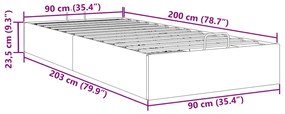 Estrutura de cama otomana sem colchão 90x200 cm branca