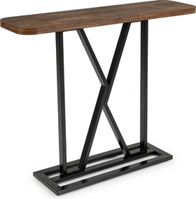 Mesa Consola de Entrada 100 x 29,5 x 81 cm com Estrutura Metálica Geométrica para Hall de Entrada Castanho Rústico