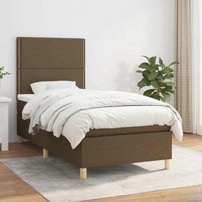 Cama com molas/colchão 90x200 cm tecido castanho-escuro