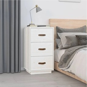 vidaXL Mesa de cabeceira 40x40x75 cm madeira de pinho maciça branco