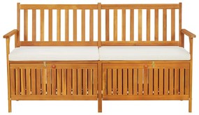 Banco de arrumação c/ almofadão 148 cm madeira de acácia maciça