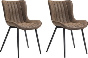 Conjunto de 2 cadeiras de jantar com design moderno e estofadas 49 x 61 x 80,5 cm, para sala de estar, sala de jantar ou quarto, em castanho