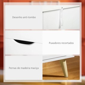 Cómoda "Astrid" com 6 Gavetas e Pés Elevados - 120x40x76 cm - Branco